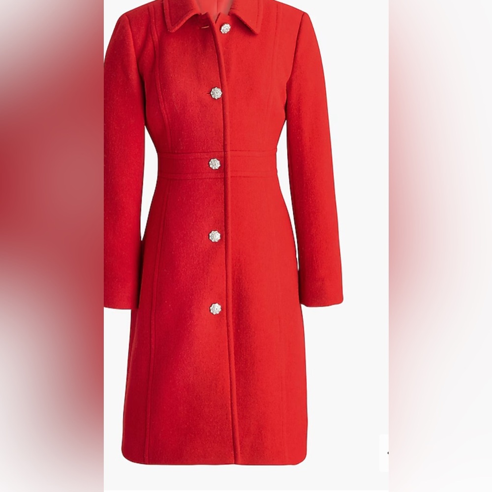NWT JCrew Lady day coat with jeweled buttons